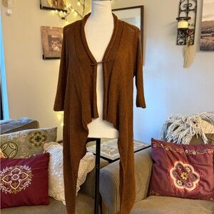 Eileen Fisher Brown Open Front Cardigan